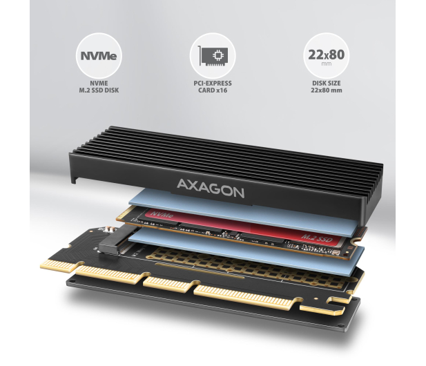 AXAGON PCEM2-XS Adapter wewnętrzny PCIe x16, M.2 NVMe - 1205422 - zdjęcie 2